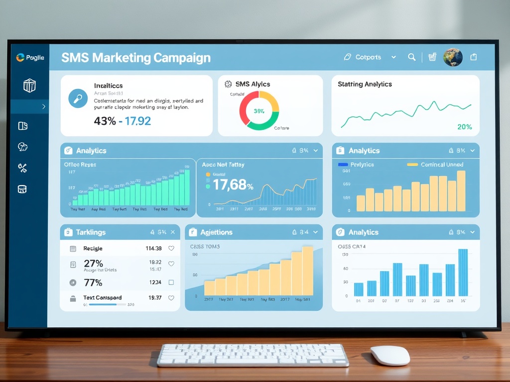 Tableau de bord d'une campagne de SMS marketing avec des analyses et des statistiques