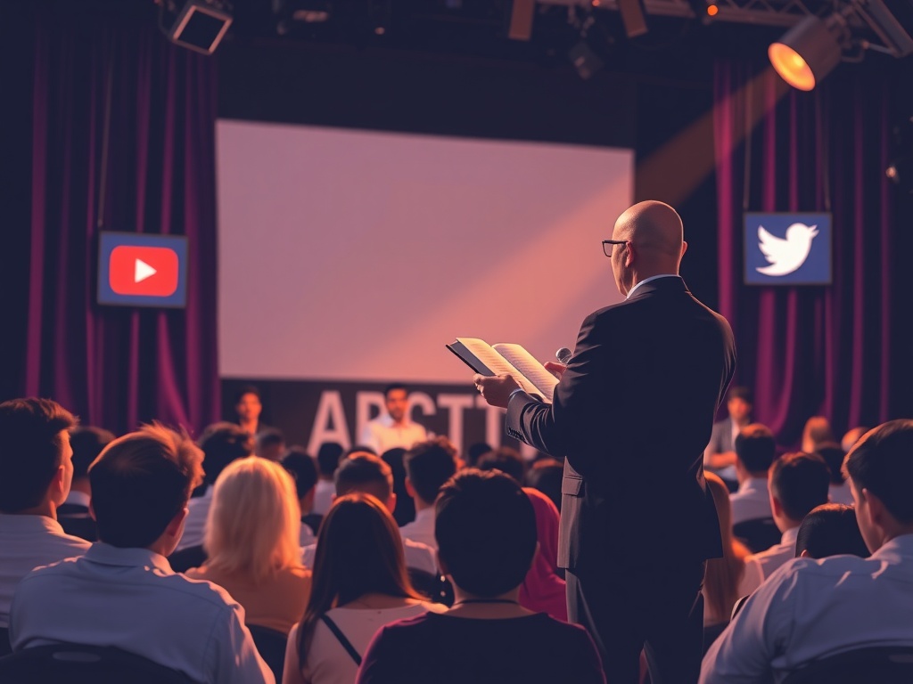 Une présentation sur le storytelling et les réseaux sociaux lors d'un événement