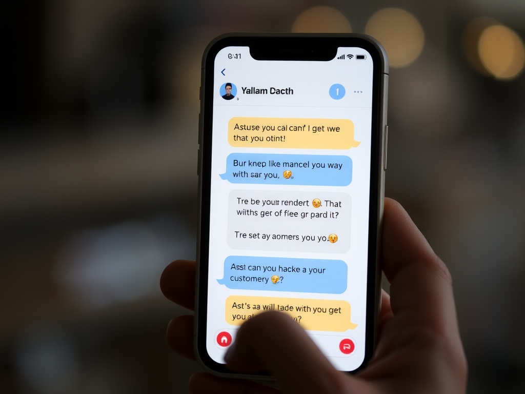 Message texte sur un téléphone montrant une conversation
