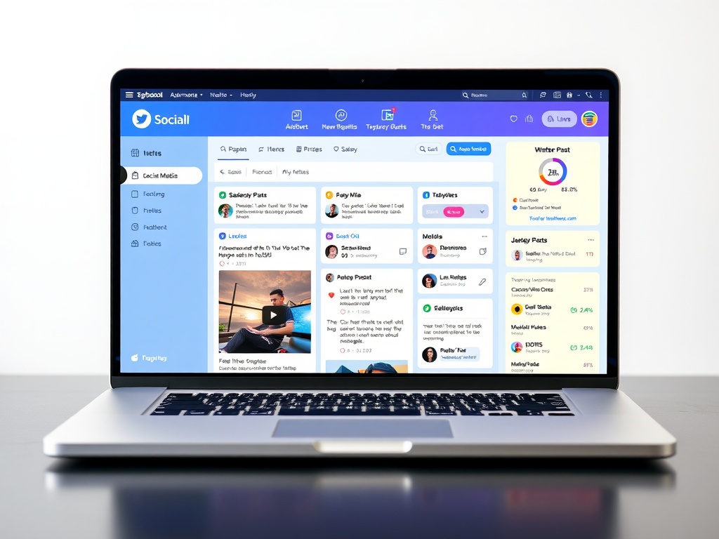 Un ordinateur portable affichant une plateforme de gestion de réseaux sociaux