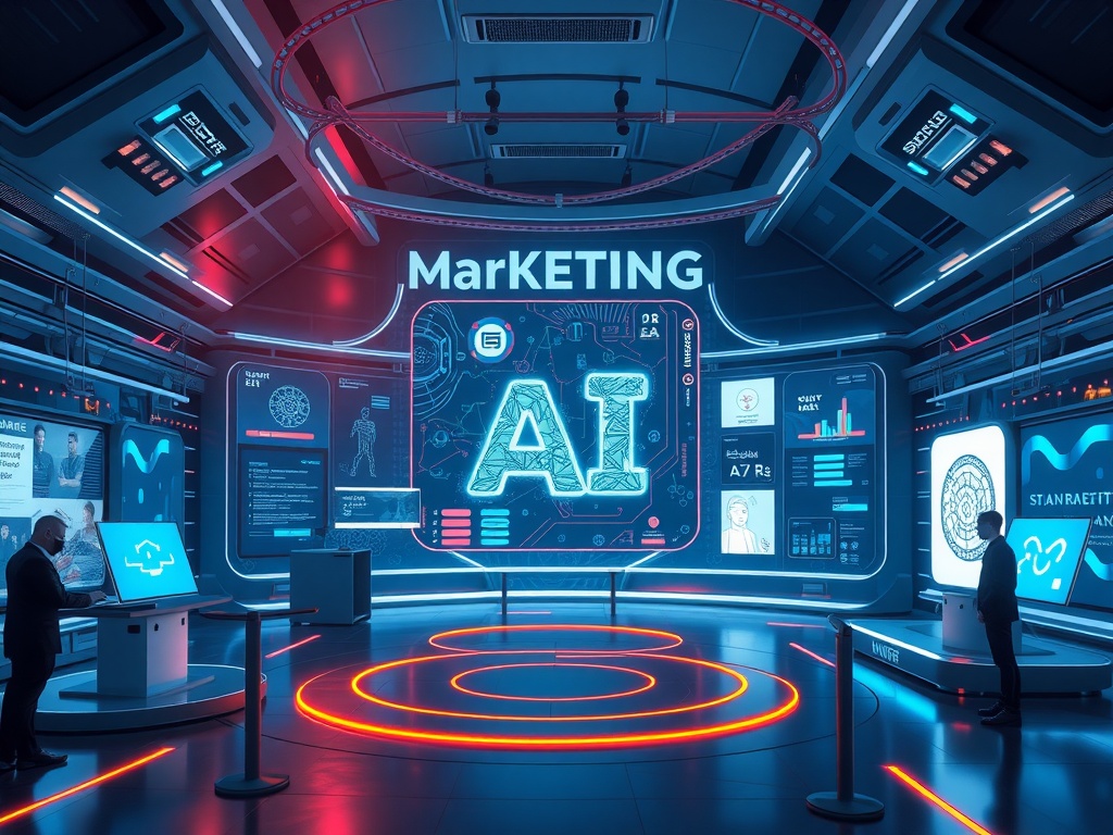 Une représentation futuriste du Marketing Automation avec l'Intelligence Artificielle