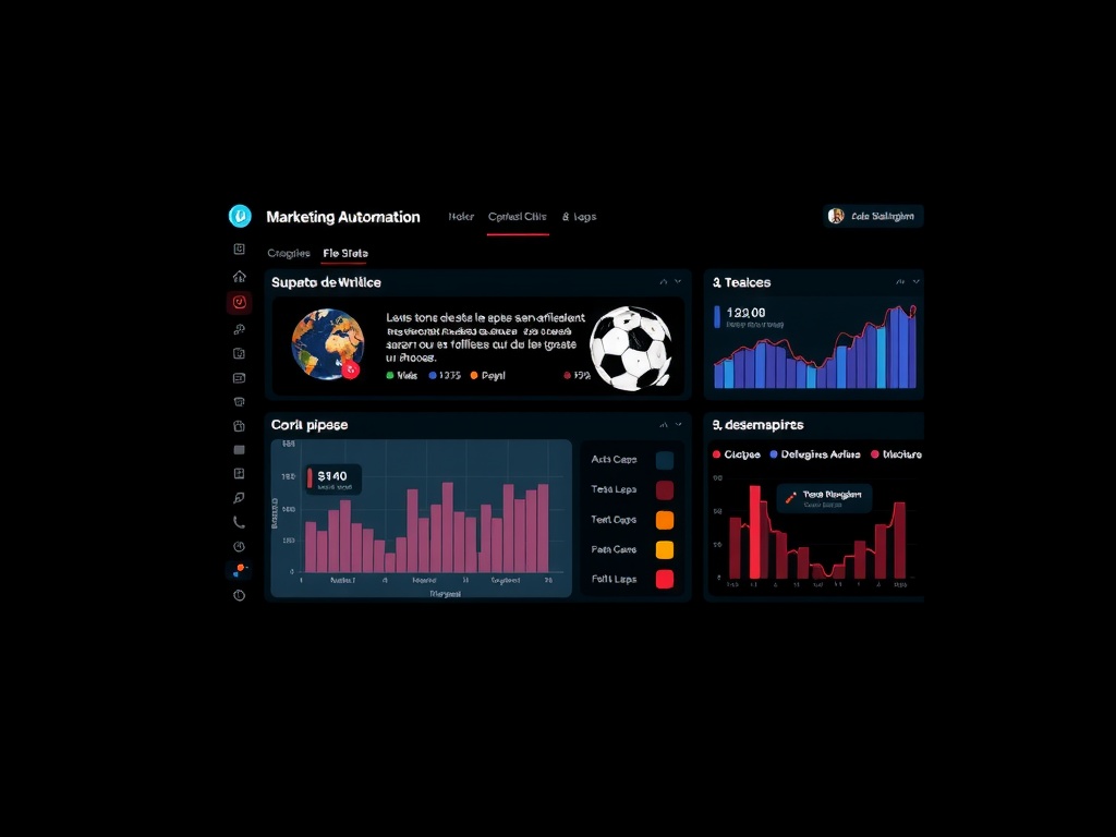 Tableau de bord d'un outil de marketing automation affichant des statistiques et des graphiques.