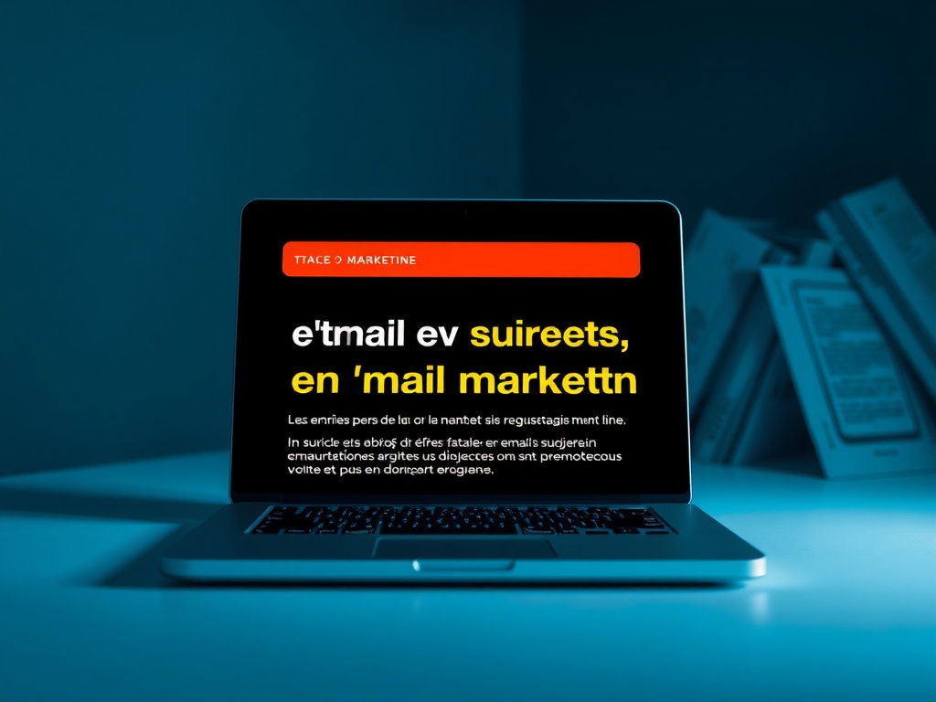 Un ordinateur portable affichant un texte qui semble mal écrit sur le marketing par email.