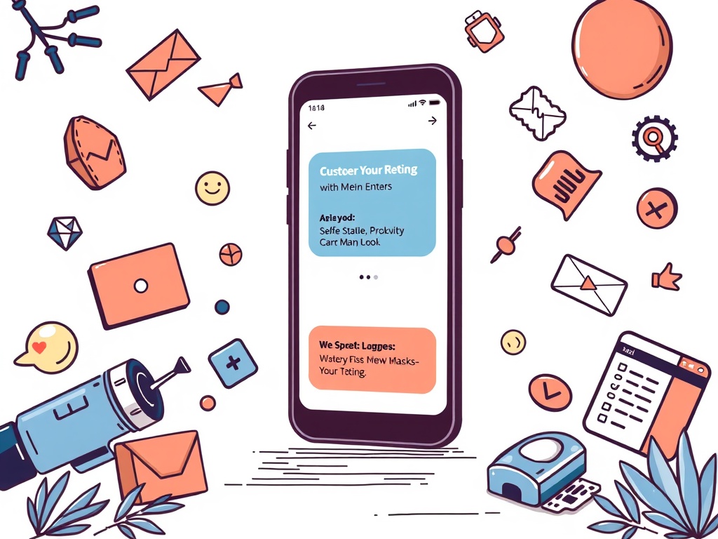 Un smartphone affichant des messages de personnalisation dans un environnement coloré et dynamique.