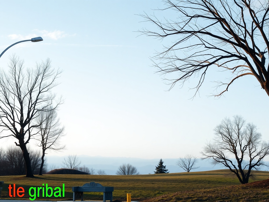 Un paysage calme avec des arbres et un banc, représentant la tranquillité nécessaire pour se concentrer sur le SEO.